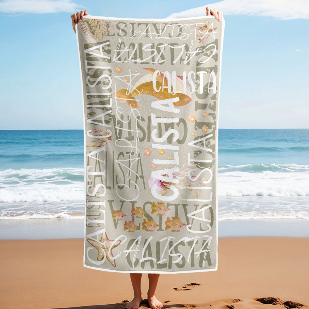 Personalized Whale Beach Towel with Name Custom Monogram Beach Towel - auphotoblanket