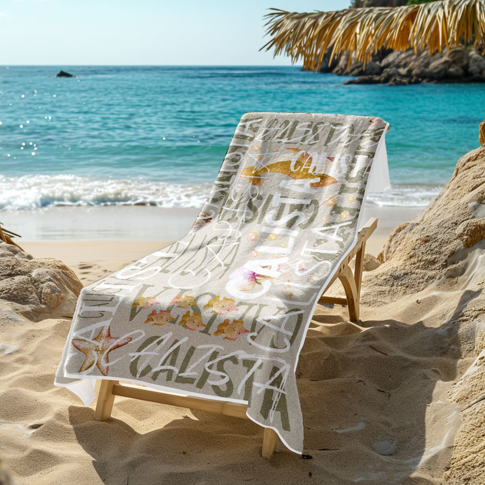 Personalized Whale Beach Towel with Name Custom Monogram Beach Towel - auphotoblanket