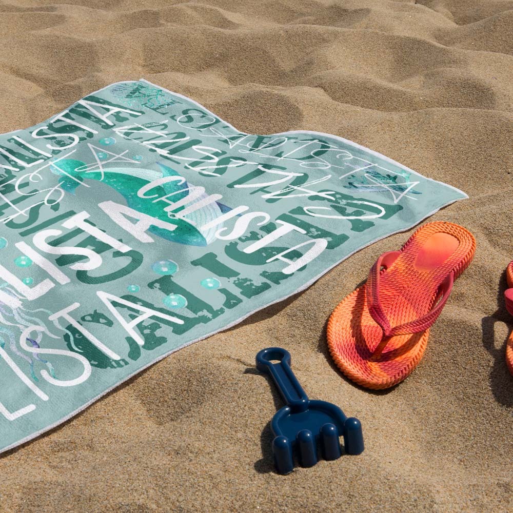 Personalized Whale Beach Towel with Name Custom Monogram Beach Towel - auphotoblanket