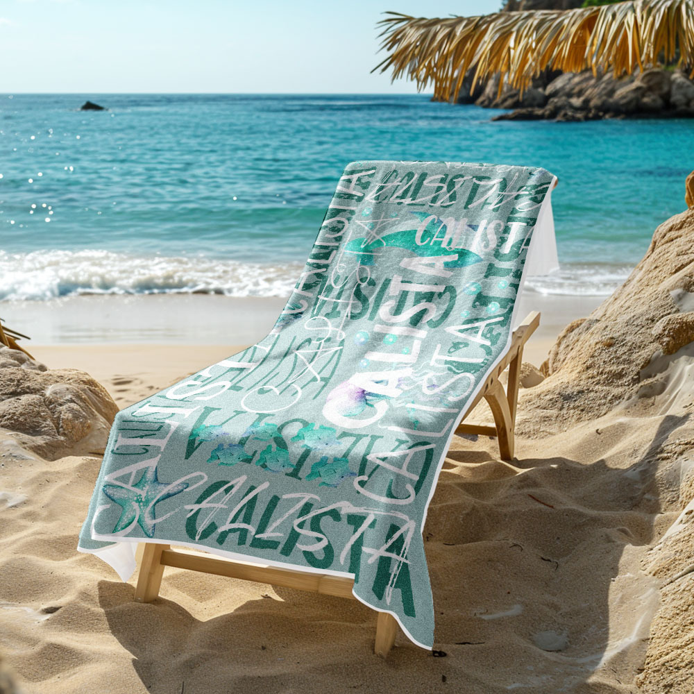Personalized Whale Beach Towel with Name Custom Monogram Beach Towel - auphotoblanket