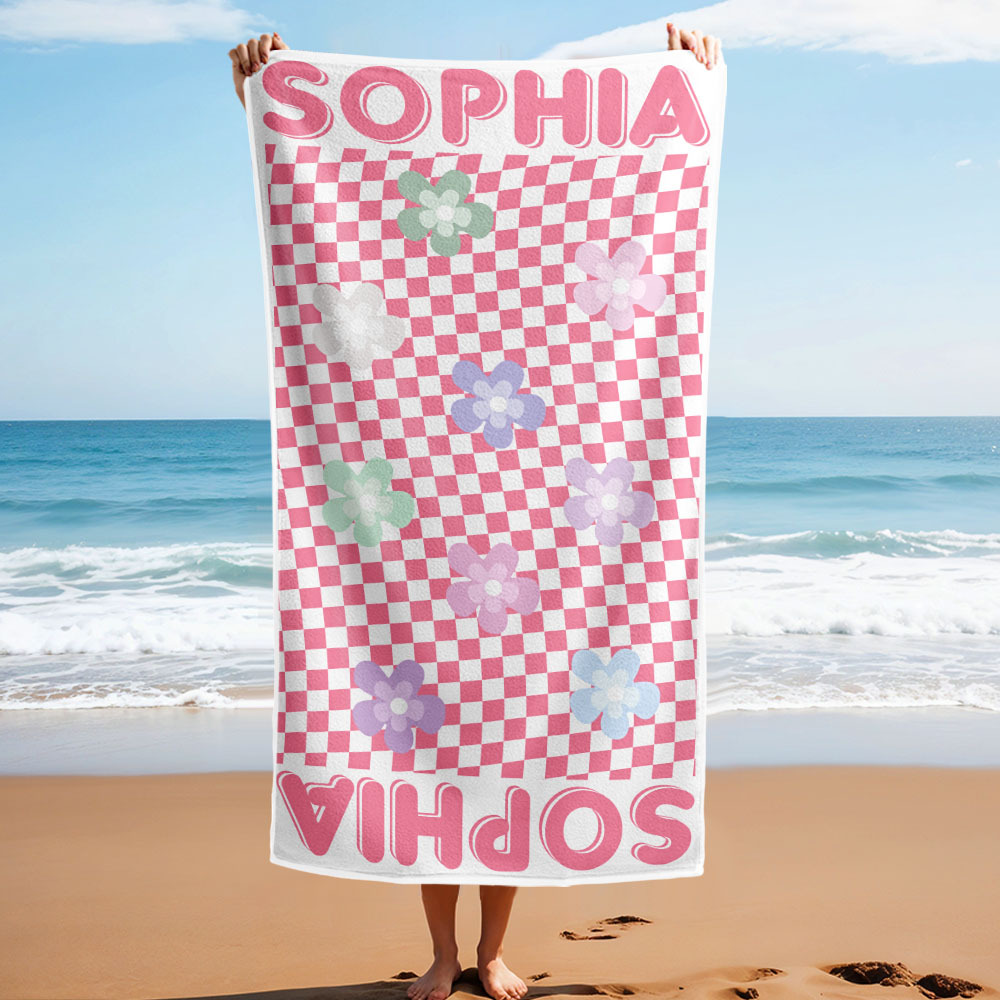 Personalized Floral Beach Towel Retro Multi Style Vacation Gifts - auphotoblanket