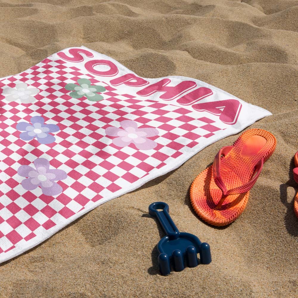 Personalized Floral Beach Towel Retro Multi Style Vacation Gifts - auphotoblanket