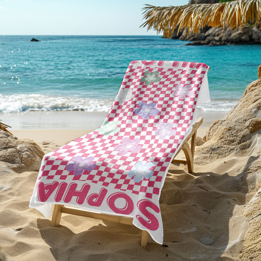 Personalized Floral Beach Towel Retro Multi Style Vacation Gifts - auphotoblanket