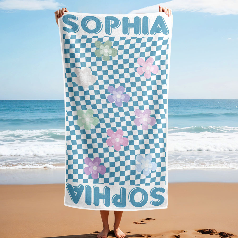 Personalized Floral Beach Towel Retro Multi Style Vacation Gifts - auphotoblanket