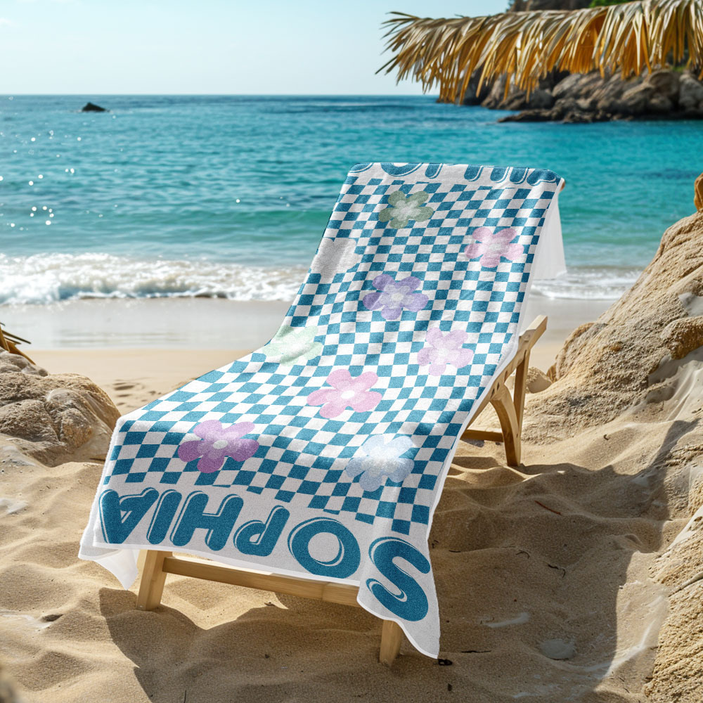 Personalized Floral Beach Towel Retro Multi Style Vacation Gifts - auphotoblanket