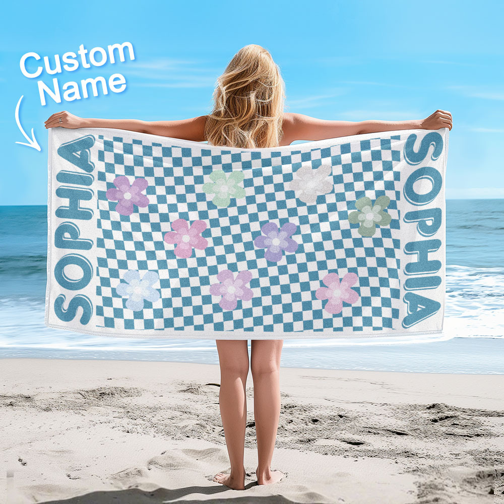 Personalized Floral Beach Towel Retro Multi Style Vacation Gifts - auphotoblanket
