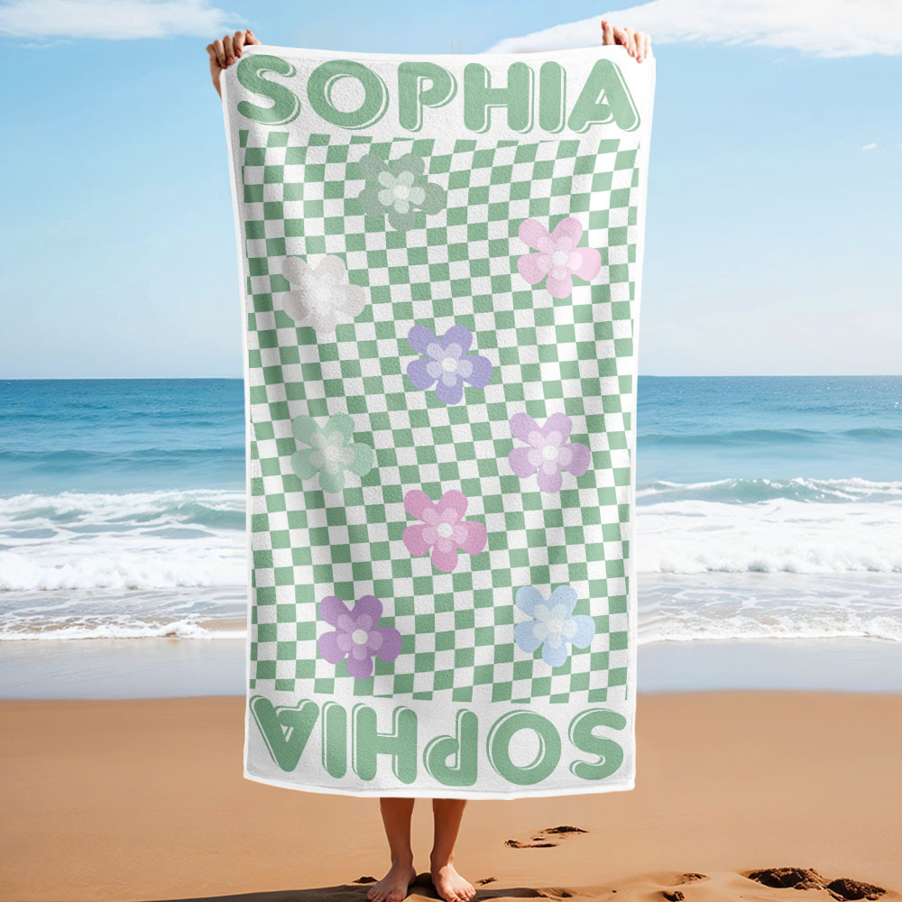 Personalized Floral Beach Towel Retro Multi Style Vacation Gifts - auphotoblanket