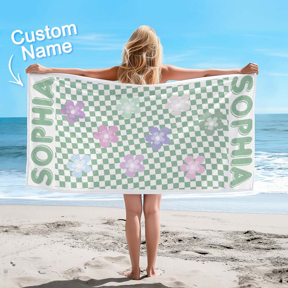 Personalized Floral Beach Towel Retro Multi Style Vacation Gifts - auphotoblanket