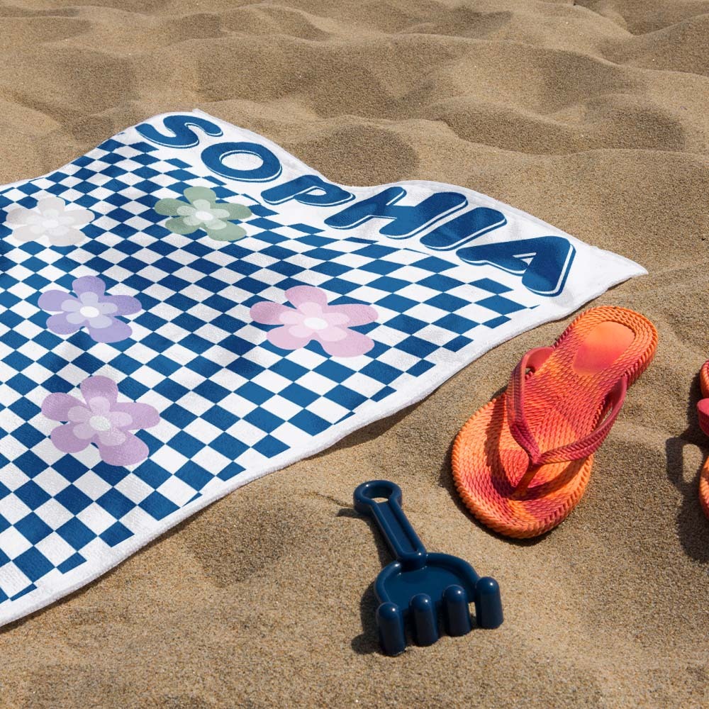 Personalized Floral Beach Towel Retro Multi Style Vacation Gifts - auphotoblanket