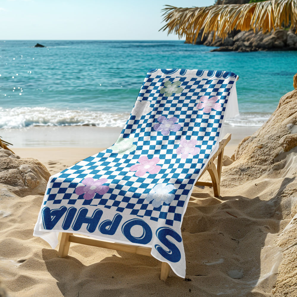 Personalized Floral Beach Towel Retro Multi Style Vacation Gifts - auphotoblanket