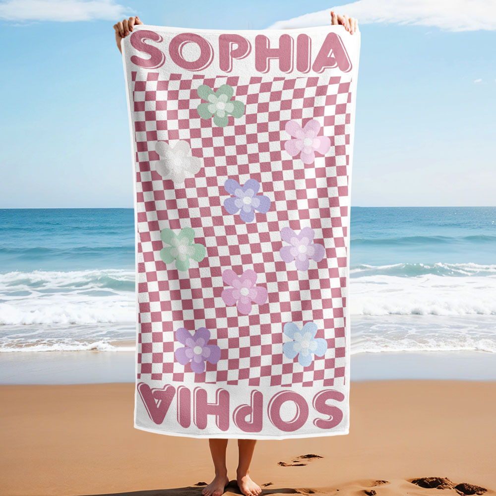 Personalized Floral Beach Towel Retro Multi Style Vacation Gifts - auphotoblanket