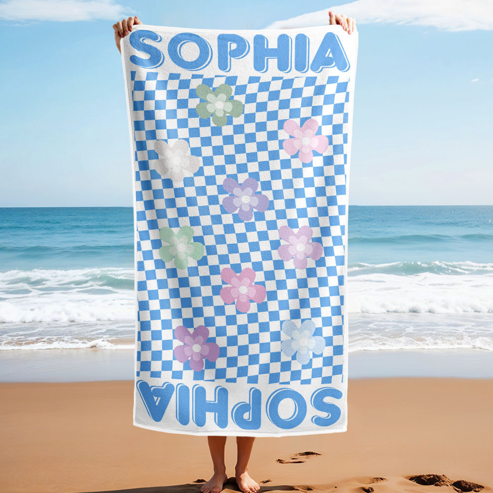 Personalized Floral Beach Towel Retro Multi Style Vacation Gifts - auphotoblanket