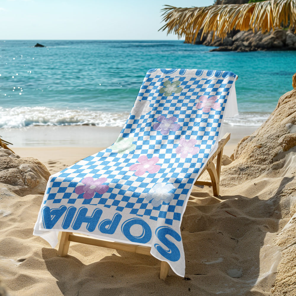 Personalized Floral Beach Towel Retro Multi Style Vacation Gifts - auphotoblanket