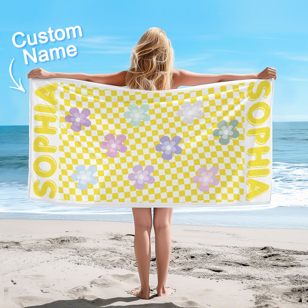 Personalized Floral Beach Towel Retro Multi Style Vacation Gifts - auphotoblanket