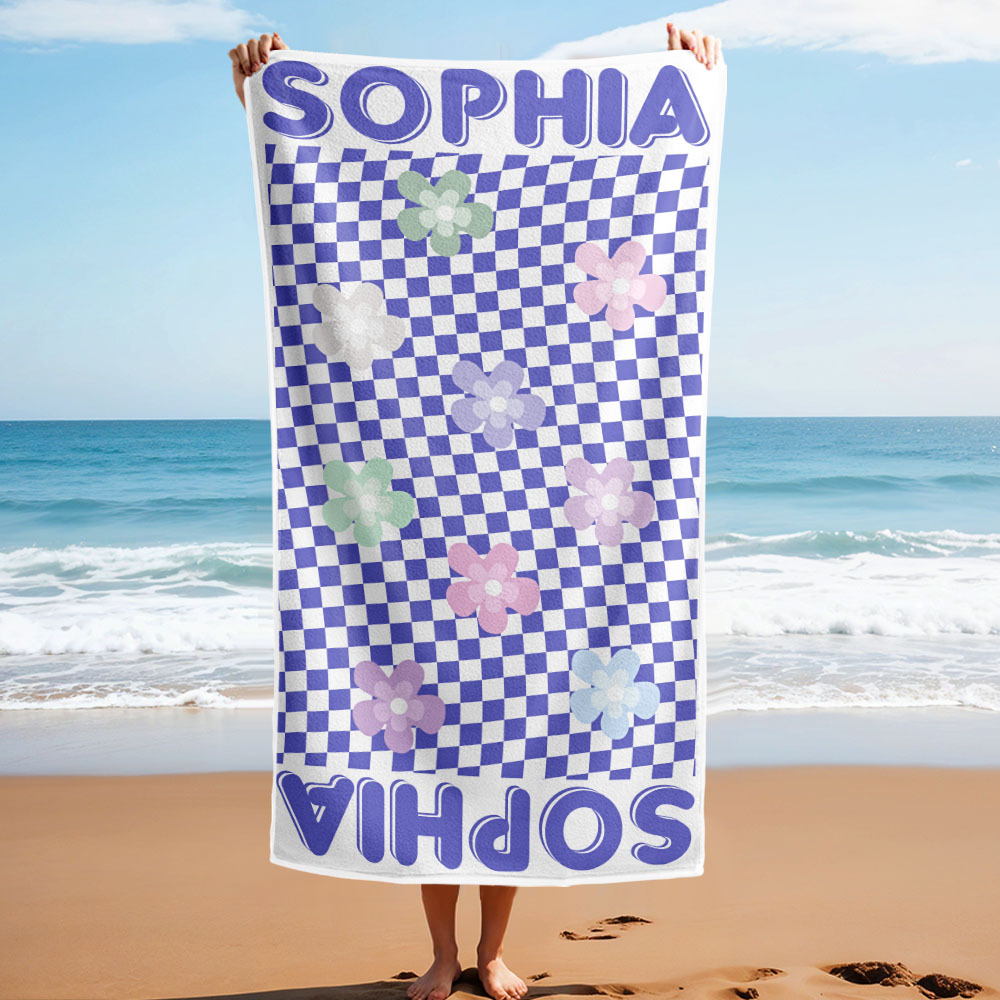 Personalized Floral Beach Towel Retro Multi Style Vacation Gifts - auphotoblanket