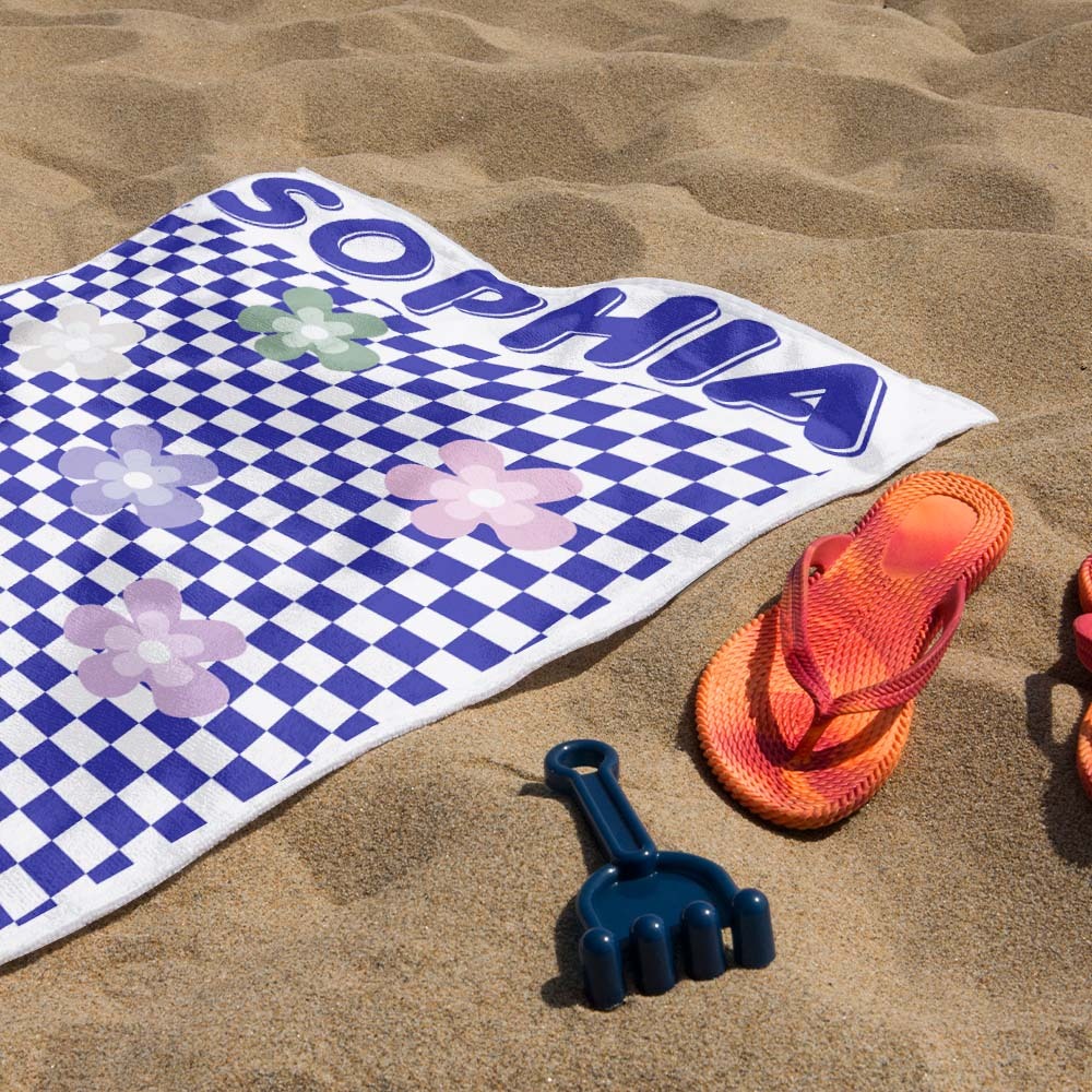 Personalized Floral Beach Towel Retro Multi Style Vacation Gifts - auphotoblanket