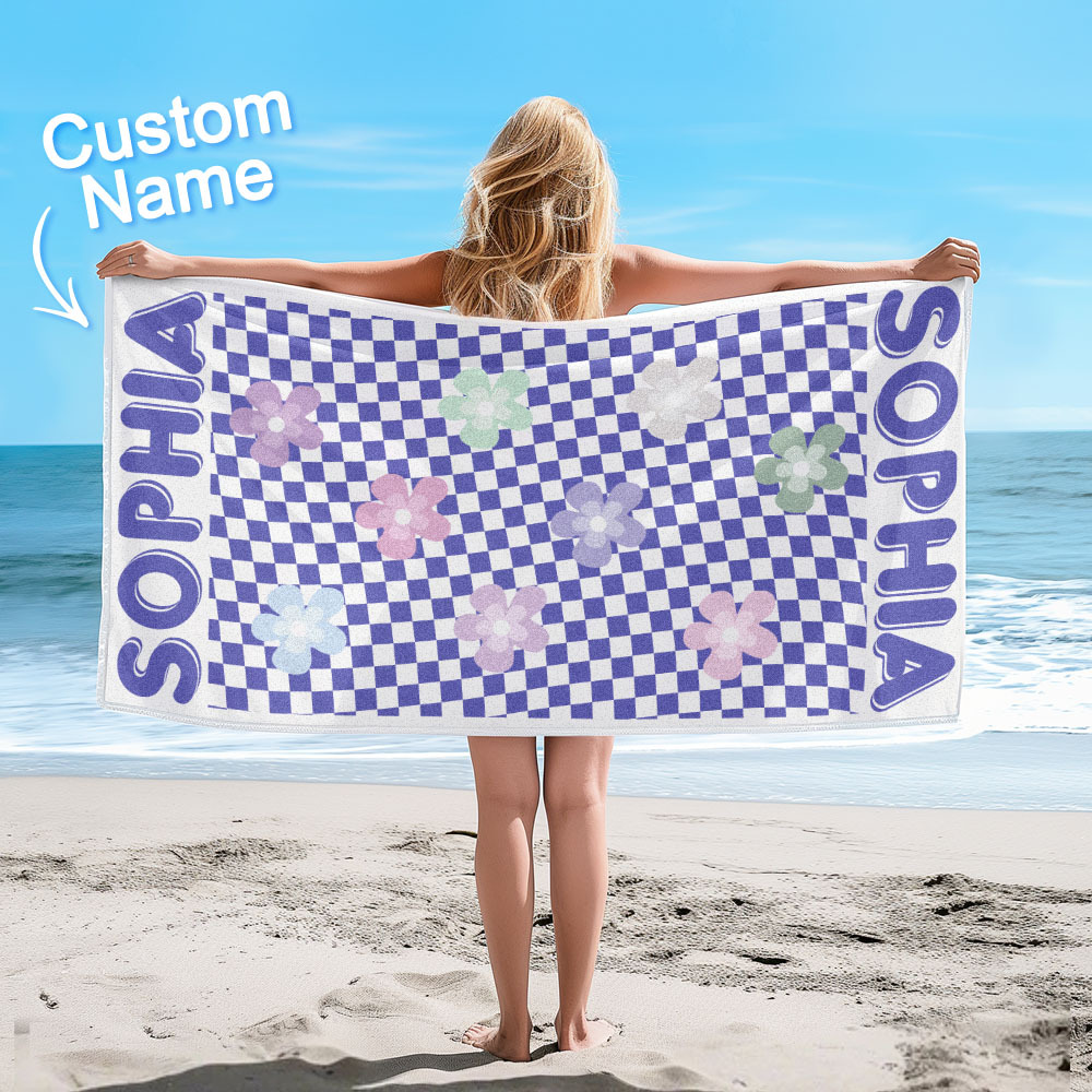 Personalized Floral Beach Towel Retro Multi Style Vacation Gifts - auphotoblanket