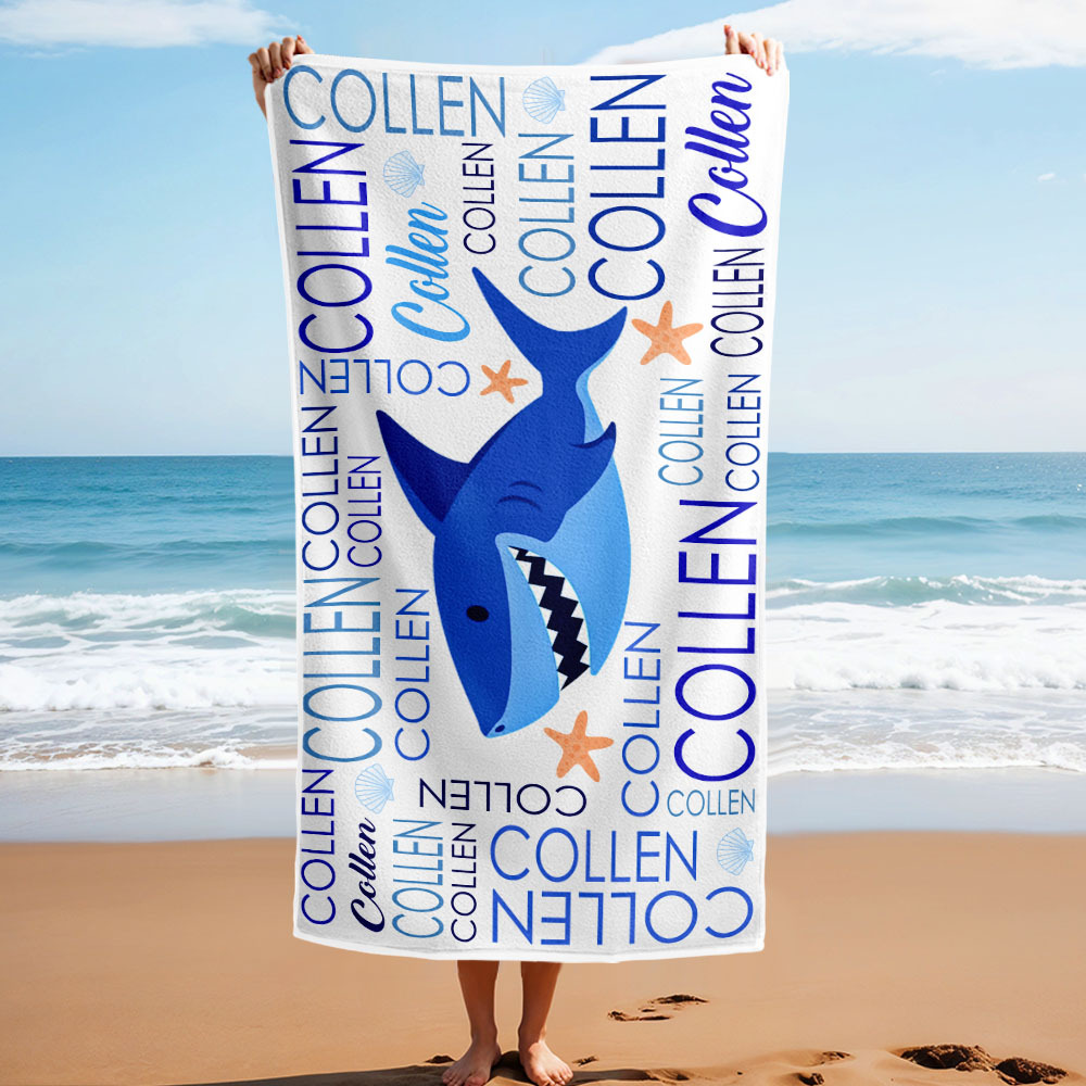 Custom Beach Towel with Name Ocean Animals Pool Towel Pool Party Gift - auphotoblanket