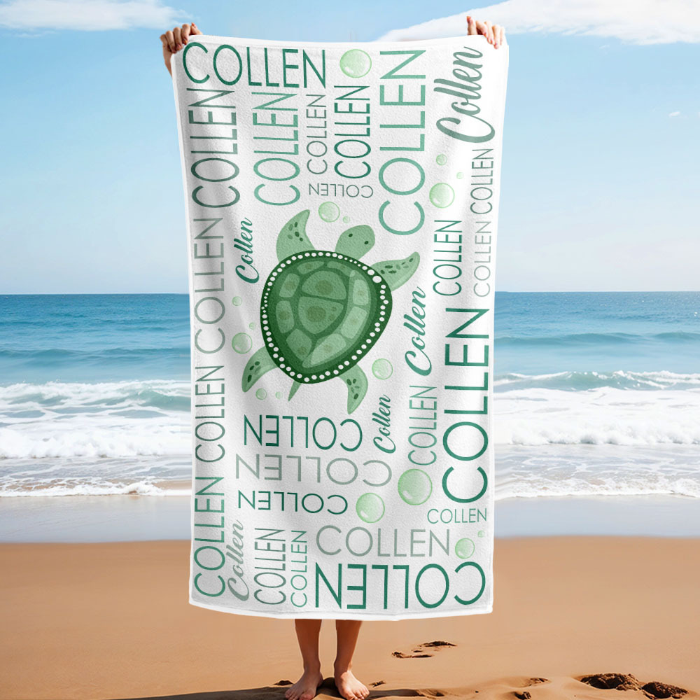 Custom Beach Towel with Name Ocean Animals Pool Towel Pool Party Gift - auphotoblanket