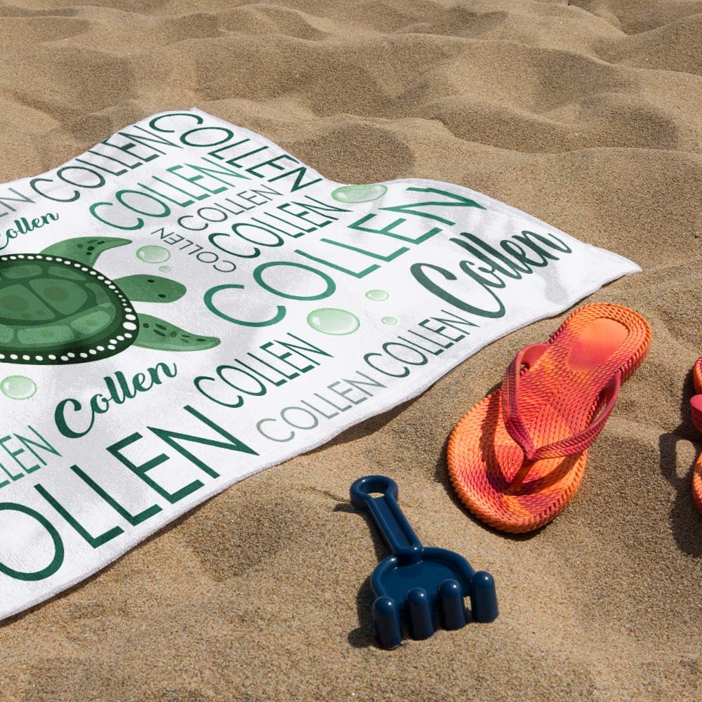 Custom Beach Towel with Name Ocean Animals Pool Towel Pool Party Gift - auphotoblanket