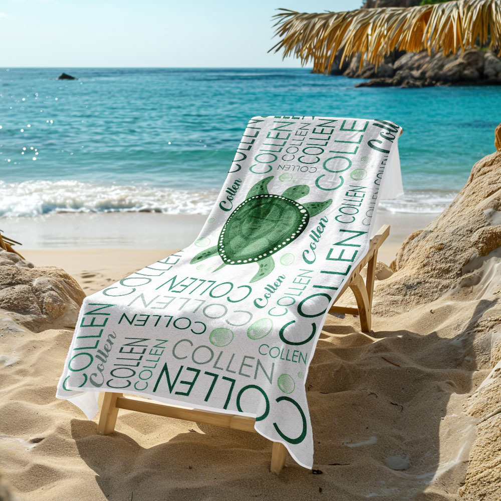 Custom Beach Towel with Name Ocean Animals Pool Towel Pool Party Gift - auphotoblanket