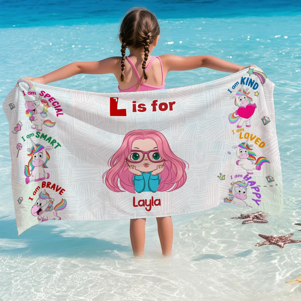 Custom Beach Towel of Dreams with Name Cartoon Summer Gift for Kid - auphotoblanket