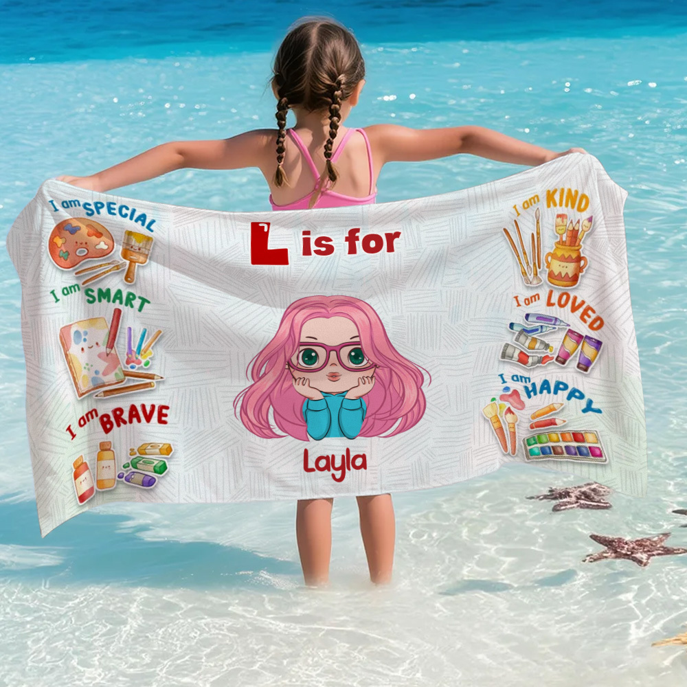 Custom Beach Towel of Dreams with Name Cartoon Summer Gift for Kid - auphotoblanket
