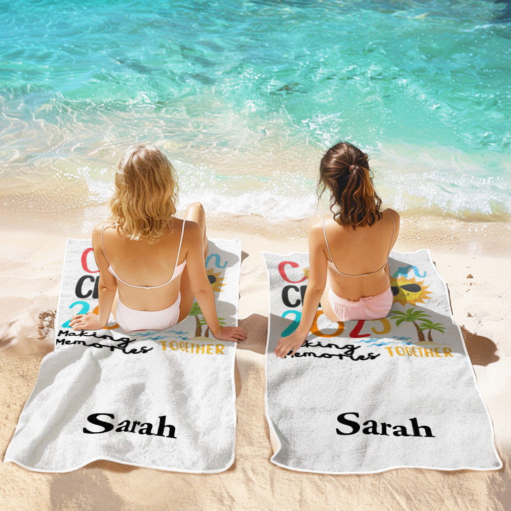 Custom Cousin Crew Beach Towel with Name Summer Beach Gift For Cousin - auphotoblanket