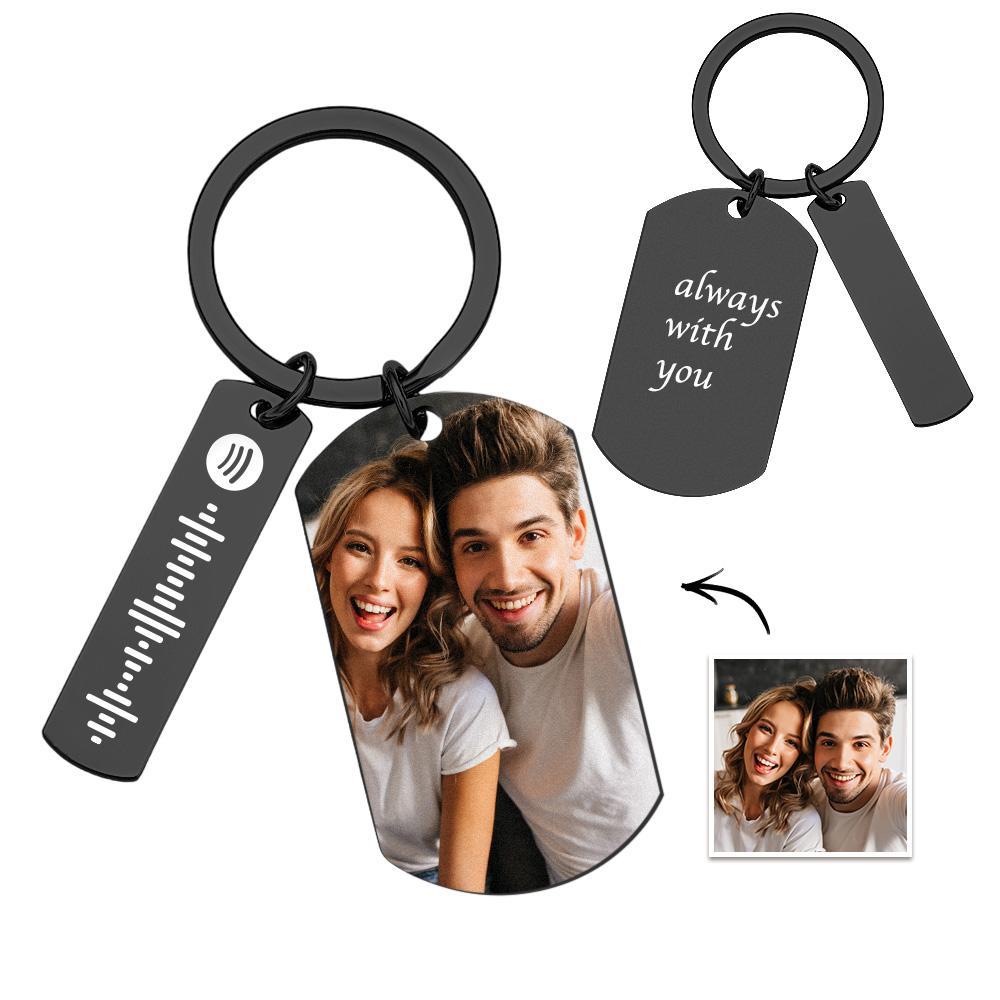 Custom Scannable Spotify Code Keychains Photo Engraved Creative Metal Gifts - auphotoblanket