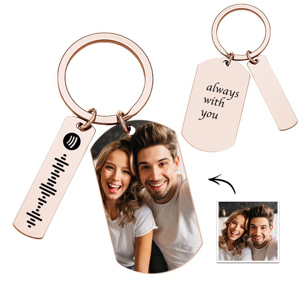 Custom Scannable Spotify Code Keychains Photo Engraved Creative Metal Gifts - auphotoblanket