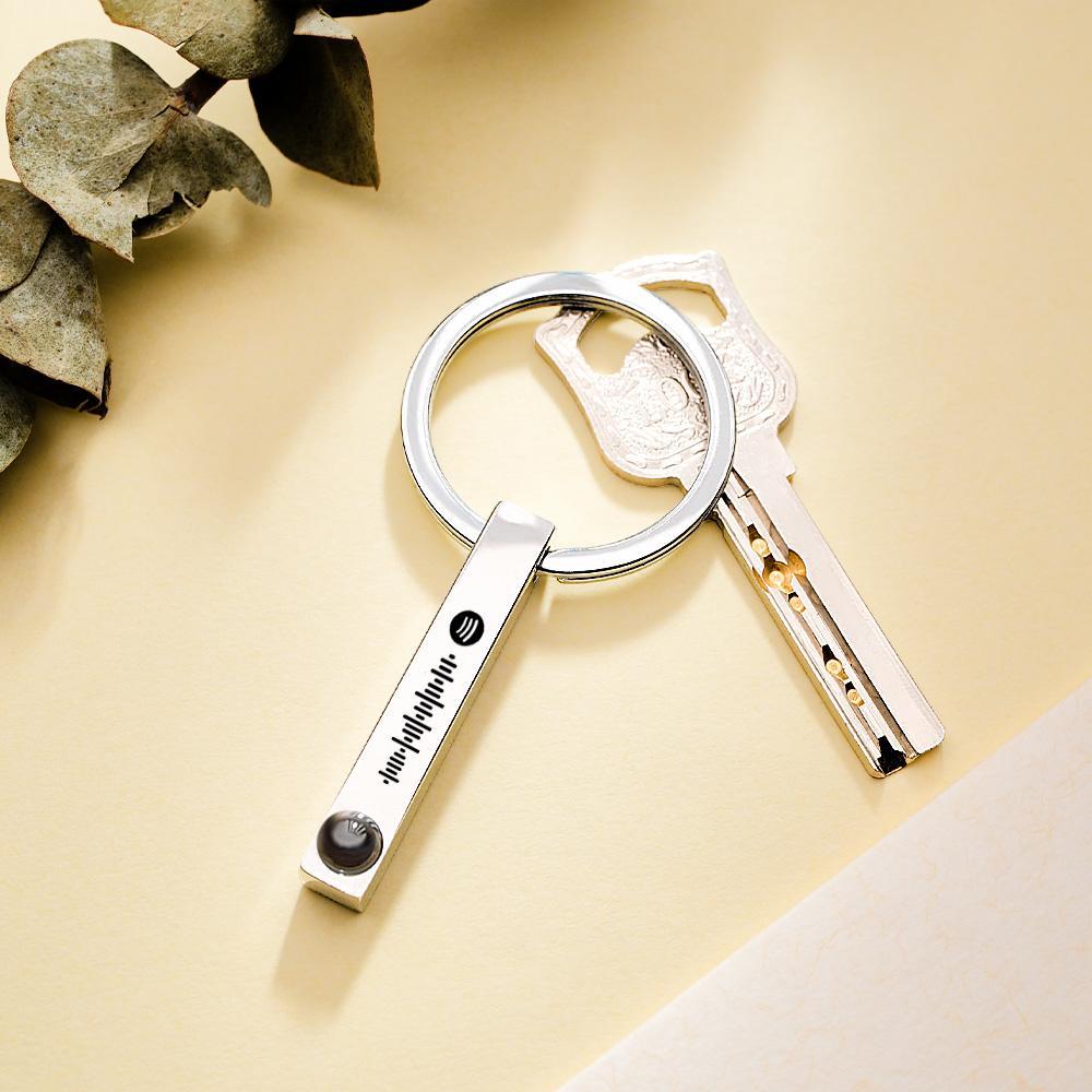 Personalized Photo Projection Keychain Custom Scannable Spotify Code Keychain Memorial Song Gift - auphotoblanket