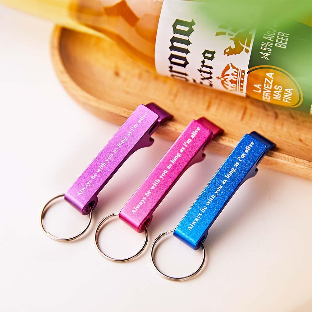 Custom Text Multi-colour Bottle Opener Keychain Personalized Beer Bottle Opener Gift for Him - auphotoblanket