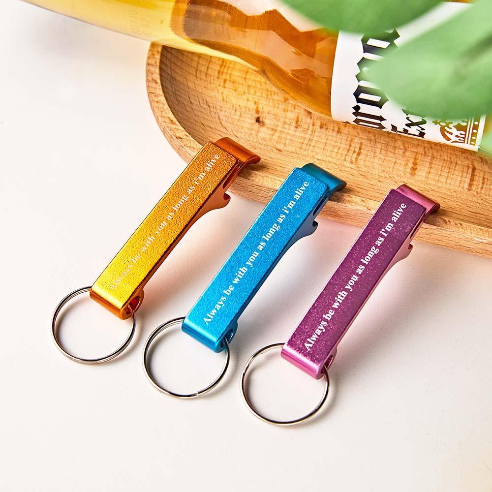 Custom Text Multi-colour Bottle Opener Keychain Personalized Beer Bottle Opener Gift for Him - auphotoblanket