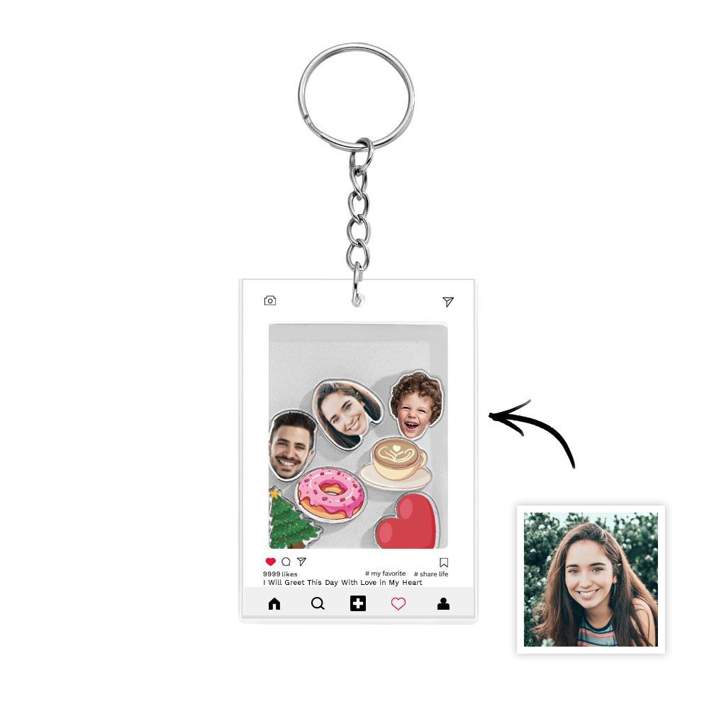 Custom Face Acrylic Keychain Personalized Text - auphotoblanket