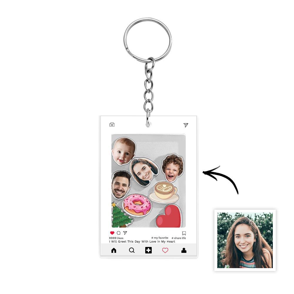 Custom Face Acrylic Keychain Personalized Text - auphotoblanket
