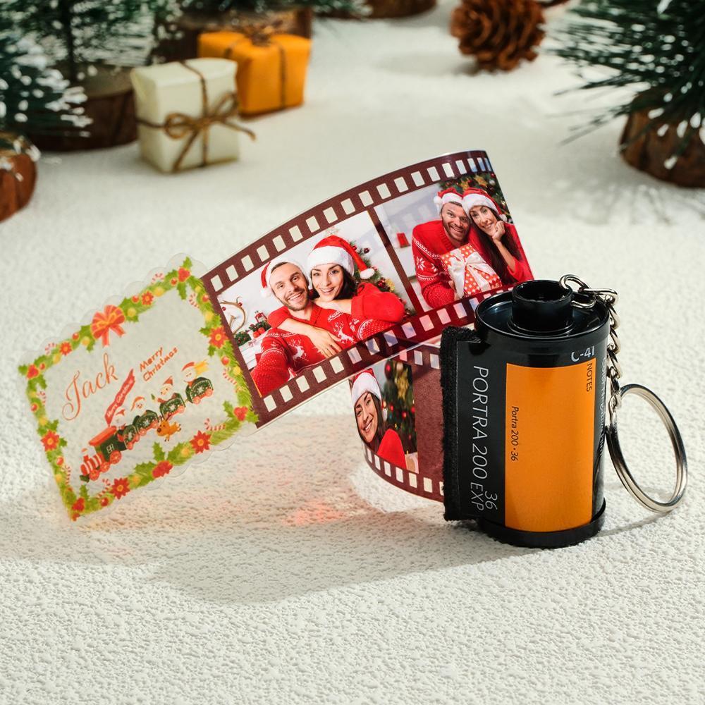 Custom Photo Engraved Film Keychain Funny Christmas Gift - auphotoblanket