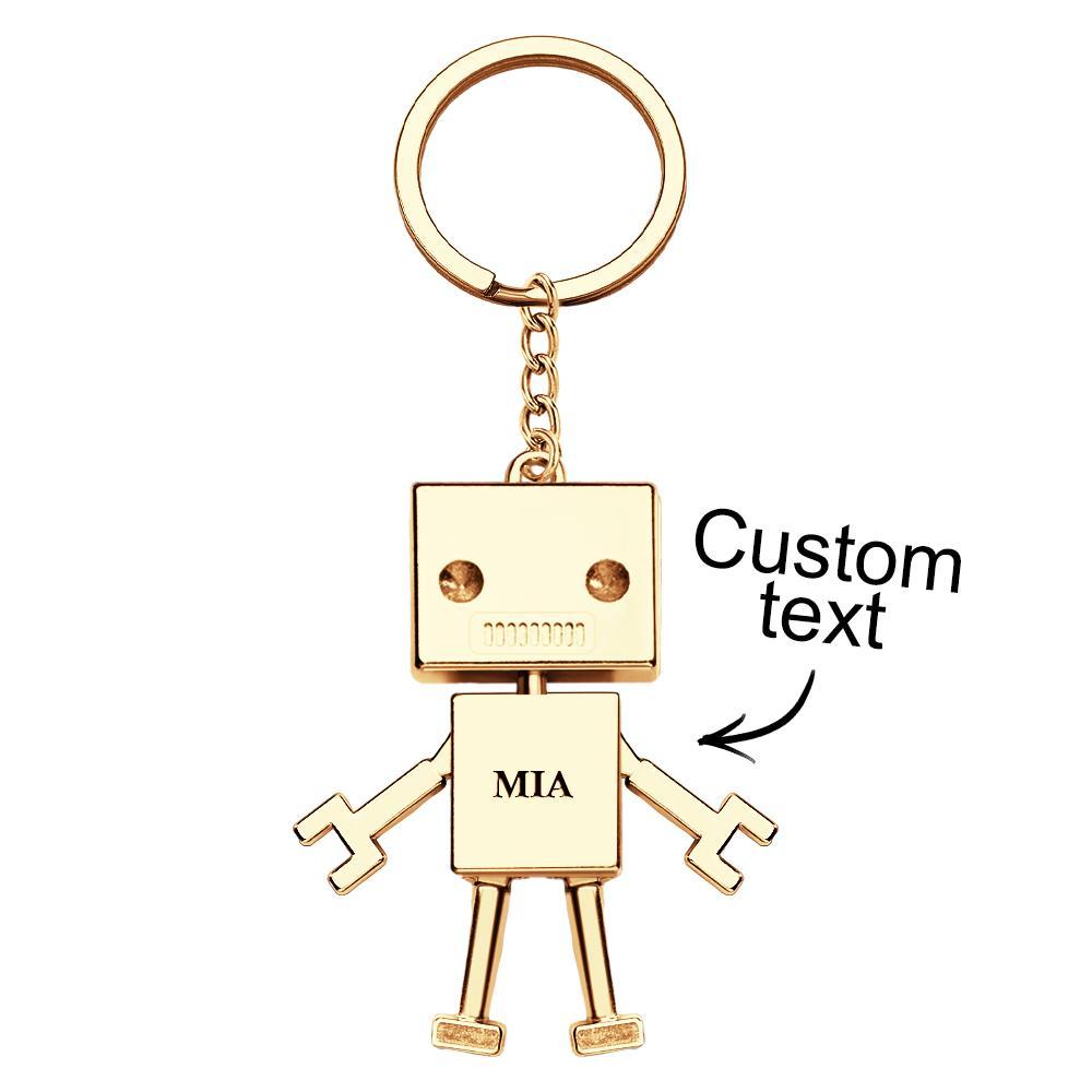 Custom Text Robot Charm Keychain Personalized Keychain Funny Gift - auphotoblanket
