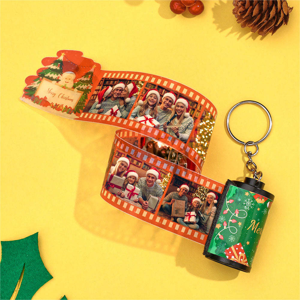 Custom Photo Film Keychain Merry Chrismas Gift for Couple - auphotoblanket