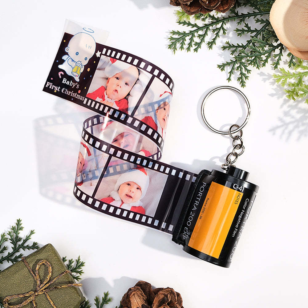 Custom Photo Film Roll Keychain Baby Birthday Theme Camera Keychain Christmas Day Gift - auphotoblanket