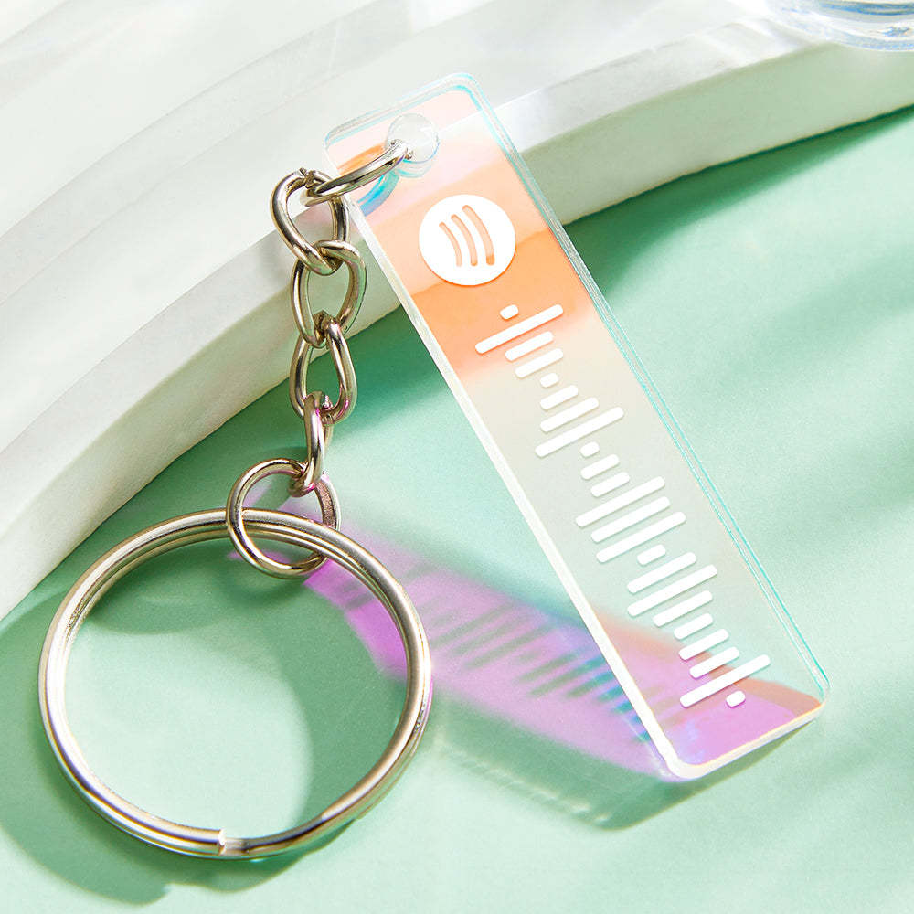 Custom Scannable Spotify Code Keychain Transparent Gradient Color Acrylic Keychain Creative Gift - auphotoblanket