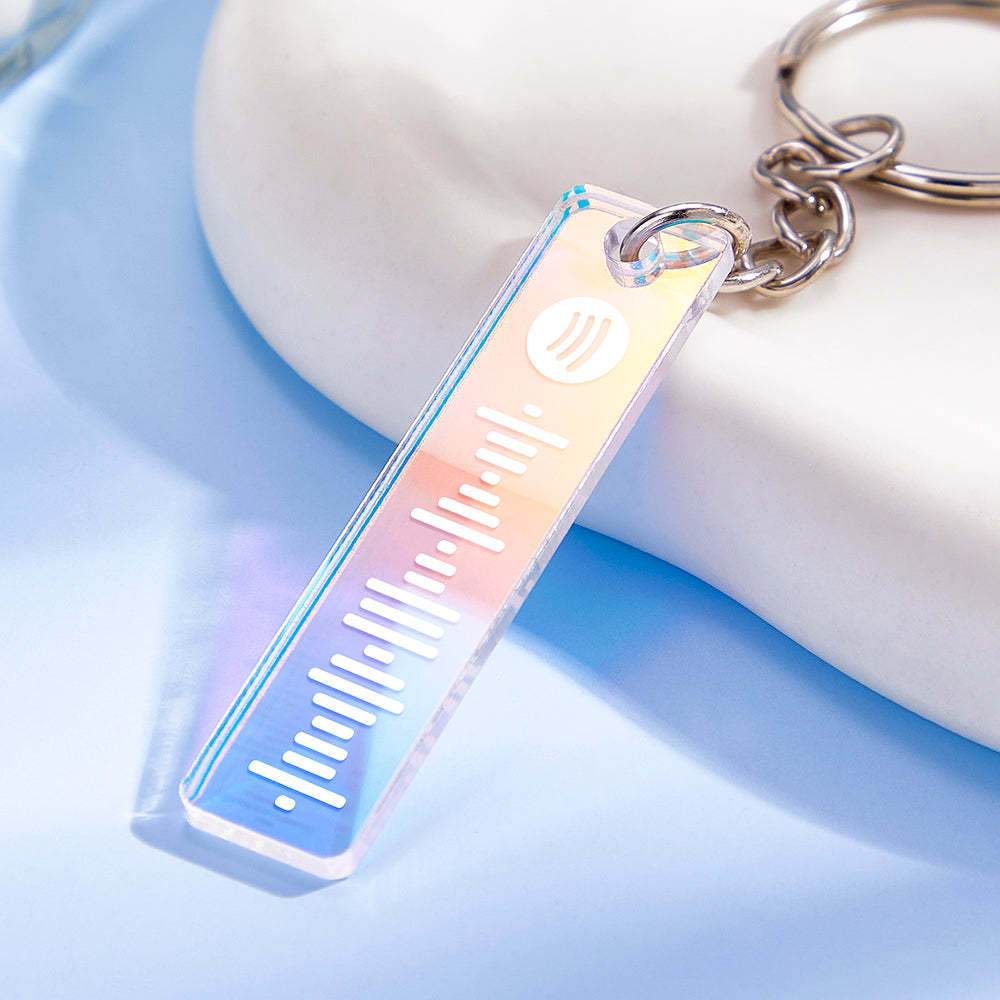 Custom Scannable Spotify Code Keychain Transparent Gradient Color Acrylic Keychain Creative Gift - auphotoblanket