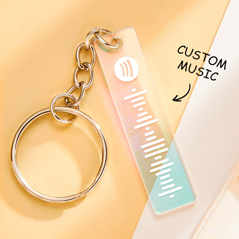 Custom Scannable Spotify Code Keychain Transparent Gradient Color Acrylic Keychain Creative Gift - auphotoblanket