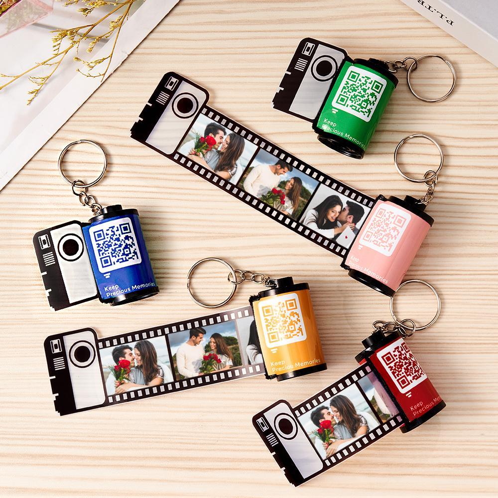 Scannable QR Code Colorful Shell Film Roll Keychain With Your Photo Camera Keychain Valentine's Day Gift - auphotoblanket