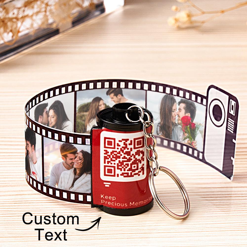 Scannable QR Code Colorful Shell Film Roll Keychain With Your Photo Camera Keychain Valentine's Day Gift - auphotoblanket