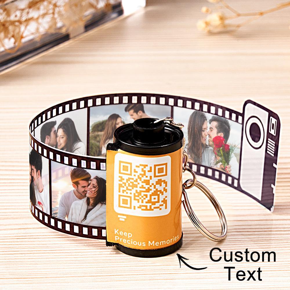 Scannable QR Code Colorful Shell Film Roll Keychain With Your Photo Camera Keychain Valentine's Day Gift - auphotoblanket
