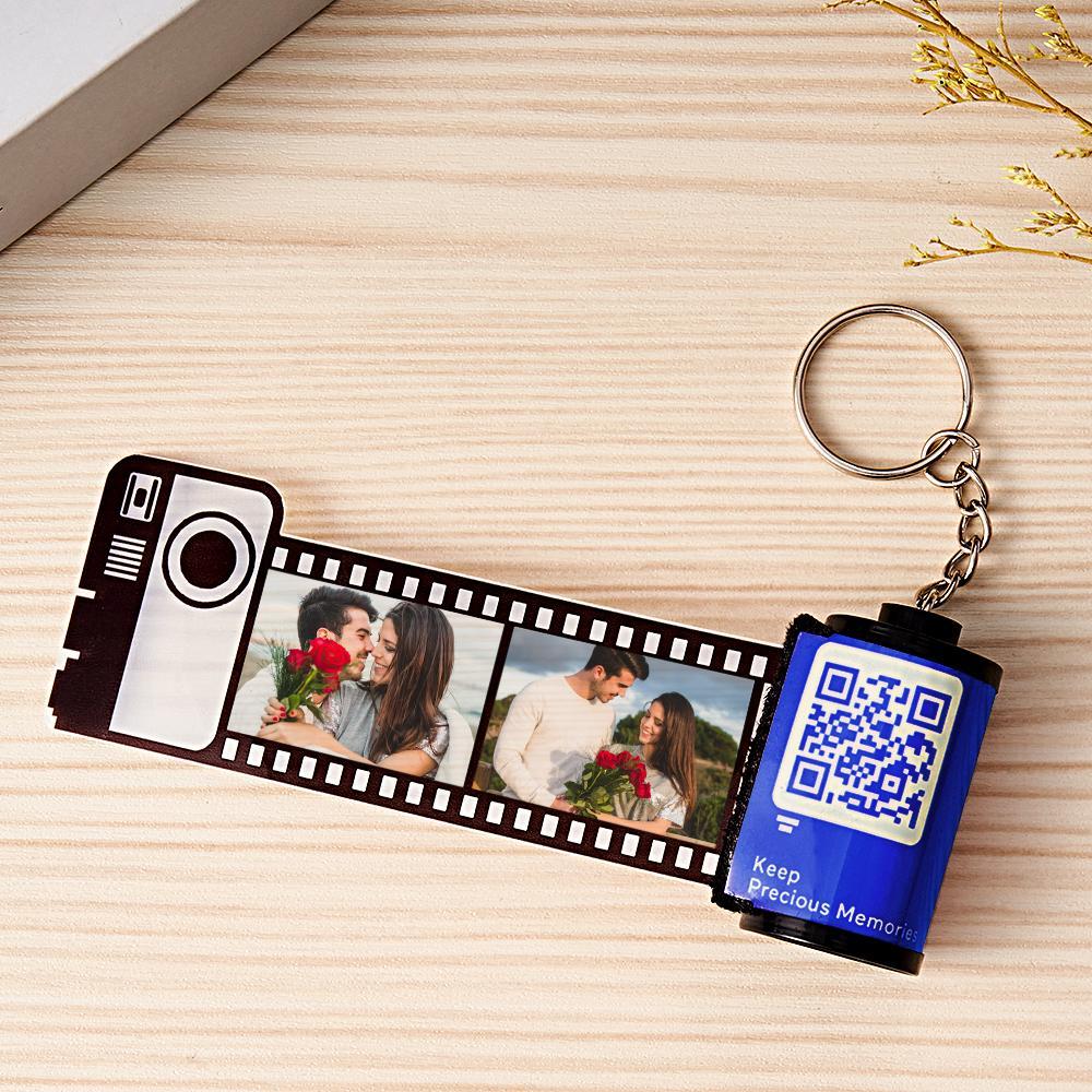 Scannable QR Code Colorful Shell Film Roll Keychain With Your Photo Camera Keychain Valentine's Day Gift - auphotoblanket