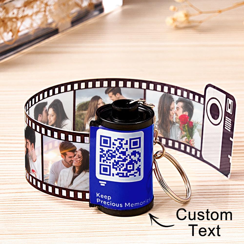 Scannable QR Code Colorful Shell Film Roll Keychain With Your Photo Camera Keychain Valentine's Day Gift - auphotoblanket