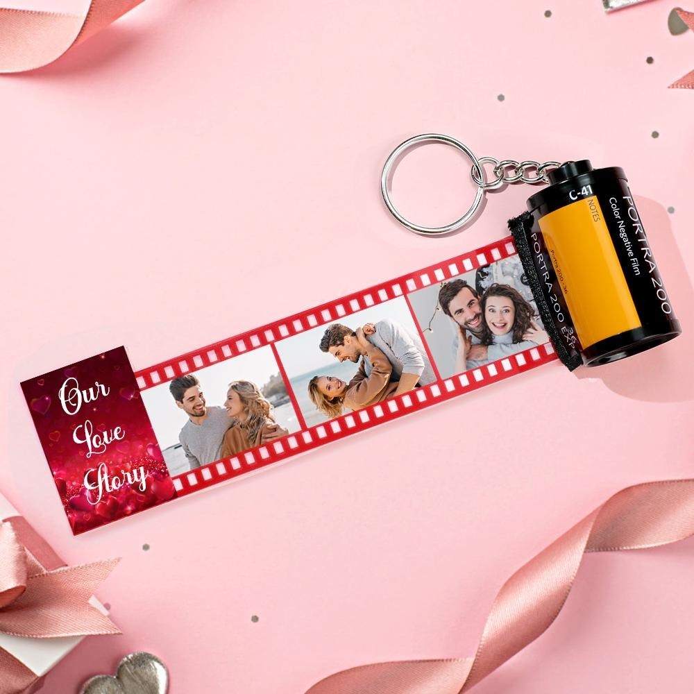 Love Story Photo Camera Keychain Love Pocket Film Roll Keychain Valentine's Day Gifts For Couples - auphotoblanket