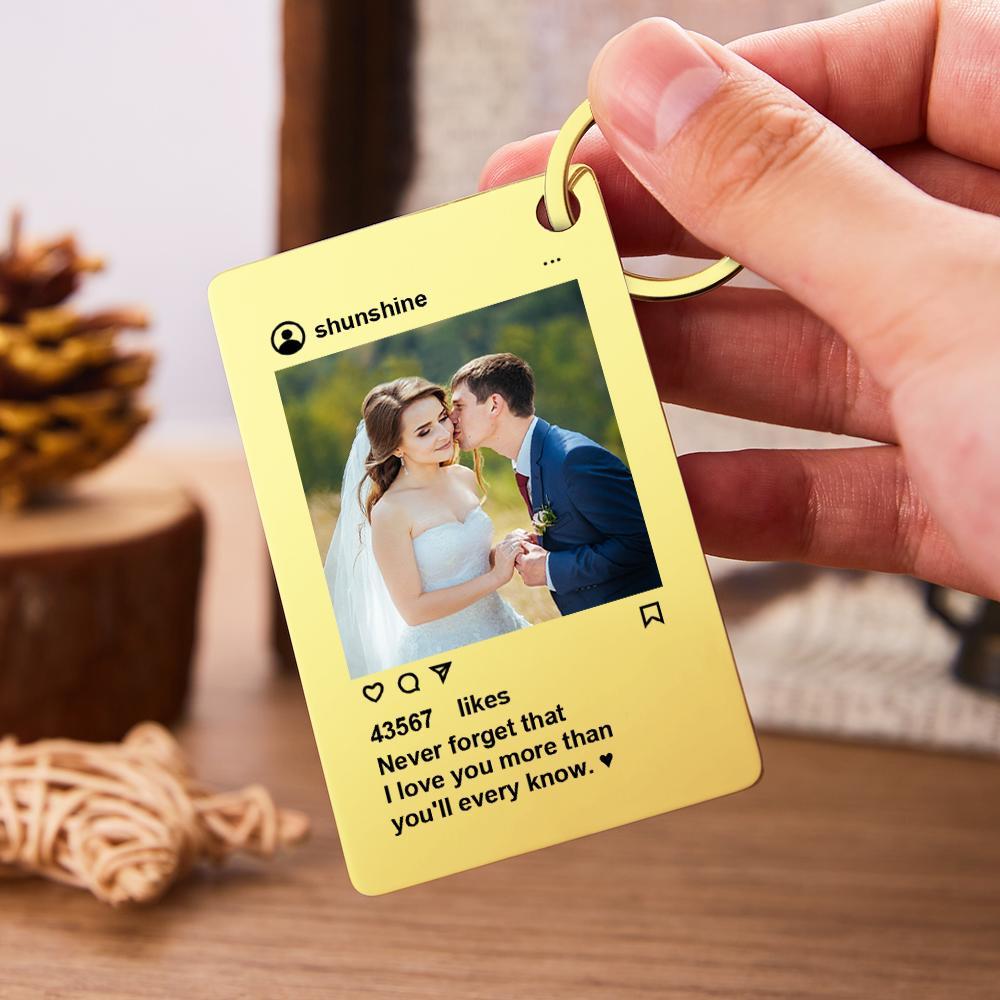 Personalized Instagram Design Keychain Custom Photo Fashionable Keychain Valentine's Day Gift - auphotoblanket