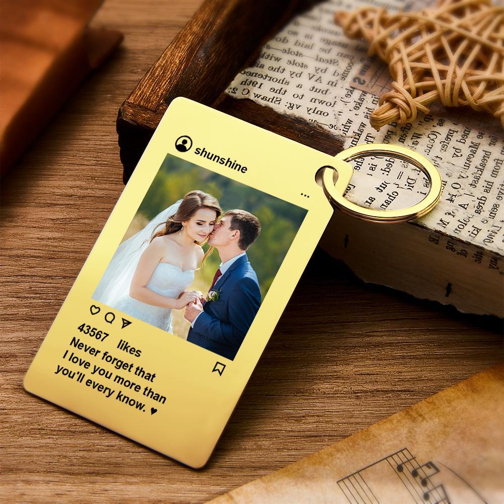Personalized Instagram Design Keychain Custom Photo Fashionable Keychain Valentine's Day Gift - auphotoblanket